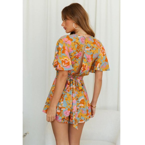 Floral Wrap Tie Romper - Picture 4 of 6